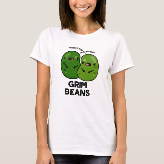 不機嫌な豆の面白い野菜ダジャレ Tシャツ (正面)