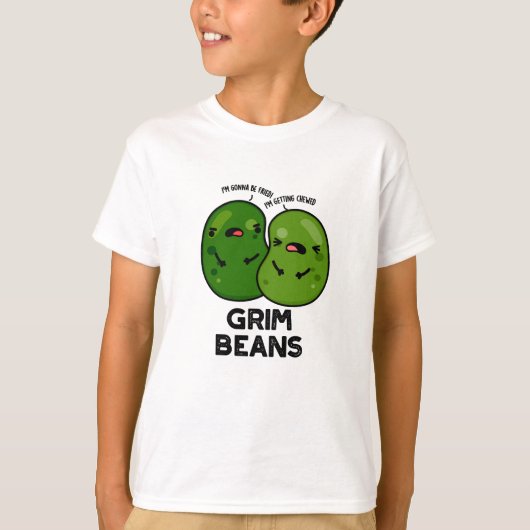 不機嫌な豆の面白い野菜ダジャレ Tシャツ (正面)