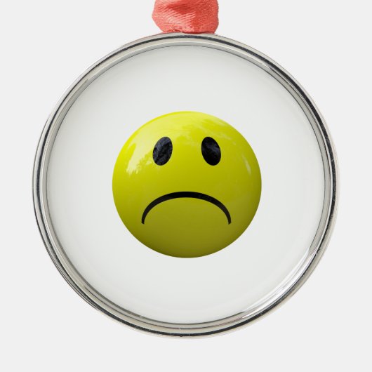 不機嫌な顔の絵文字 メタルオーナメント (正面)