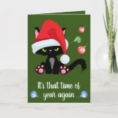 不機嫌な黒猫のクリおもしろいスマス カード (正面)