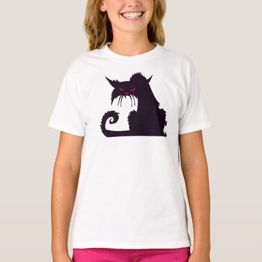 不機嫌な黒猫ガールズTシャツ Tシャツ (正面)