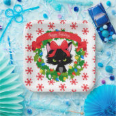 不機嫌な黒猫クリスマスにドレスアップ ペーパープレート (パーティー)