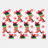 不機嫌な黒猫バHumbug赤と緑3 ラッピングペーパーシート (正面)