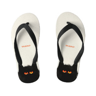 不機嫌な黒猫 キッズビーチサンダル