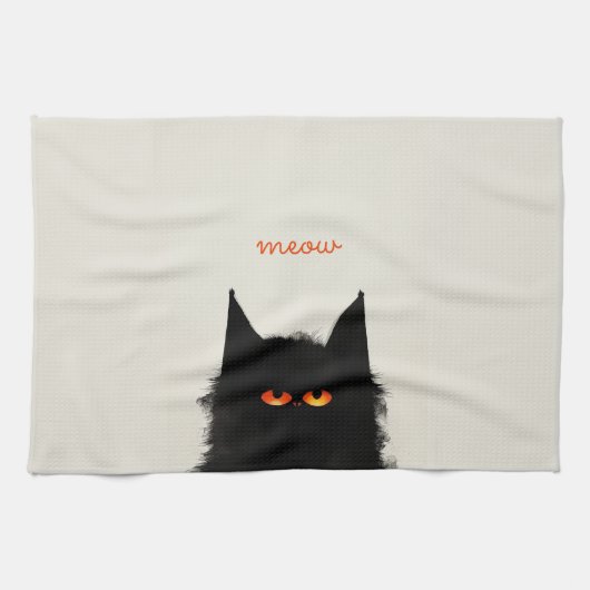 不機嫌な黒猫 キッチンタオル (横)