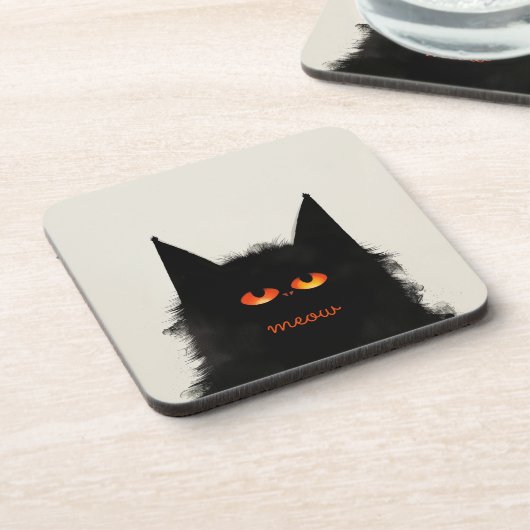 不機嫌な黒猫 コースター (左側)