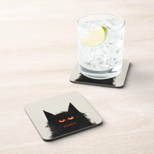 不機嫌な黒猫 コースター (右側)