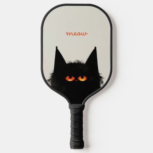 不機嫌な黒猫 ピックルボールラケット (正面)