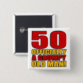 不機嫌な50番目の誕生日ユーモア 缶バッジ (正面&裏面)