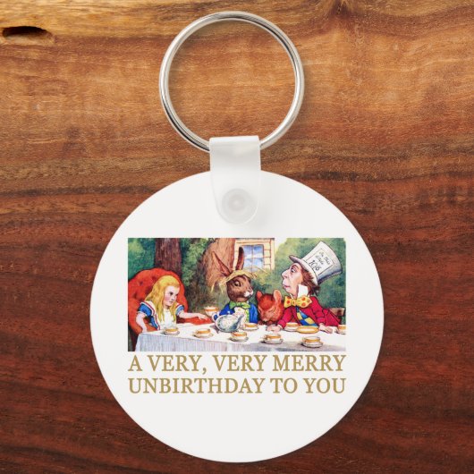 不機嫌の帽子屋さんがアリスにメリー誕生日おめでとう! キーホルダー (正面)