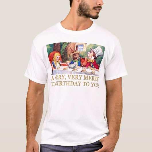 不機嫌の帽子屋さんがアリスにメリー誕生日おめでとう！ Tシャツ (正面)