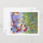 不機嫌の帽子屋さんの紅茶パーティーが不思議の国のアリスに インビテーションポストカード (正面/裏面)