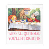 不機嫌の帽子屋さんの紅茶パーティーが不思議の国のアリスに ノートパッド (正面)