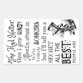 不機嫌の帽子私が行った不機嫌アリス怖い 長方形シール