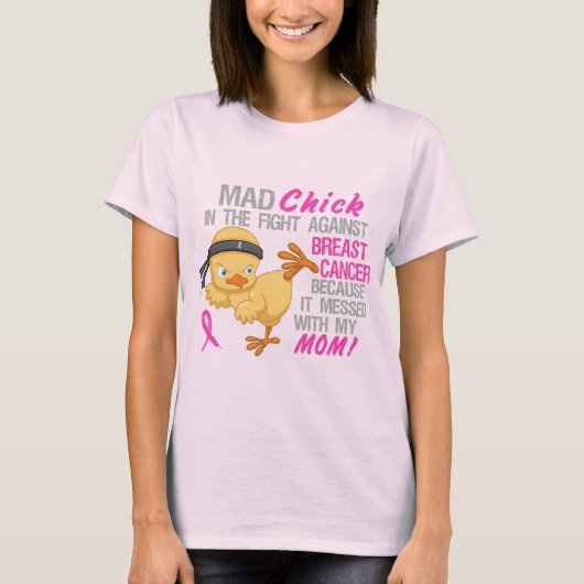 不機嫌の雛が母3乳がんに散らばった Tシャツ (正面)