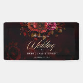 不機嫌エレガントでロマンチックな黒い赤いフローラ結婚 横断幕 (横)