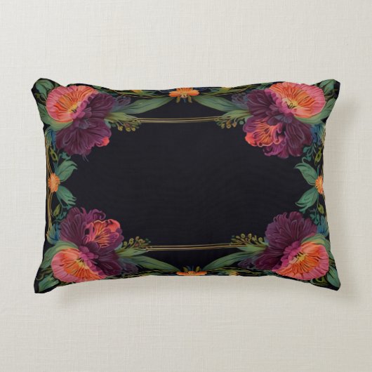 不機嫌エレガントなピーチのピンクボホフローラ アクセントクッション (正面)