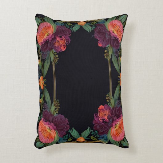 不機嫌エレガントなピーチのピンクボホフローラ アクセントクッション (正面(垂直))