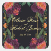 不機嫌エレガントなピーチのピンクボホフローラ スクエアシール (正面)