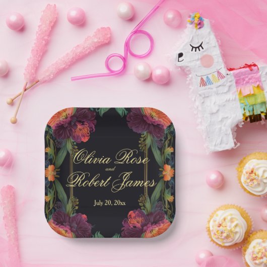 不機嫌エレガントなピーチのピンクボホフローラ ペーパープレート (パーティー)