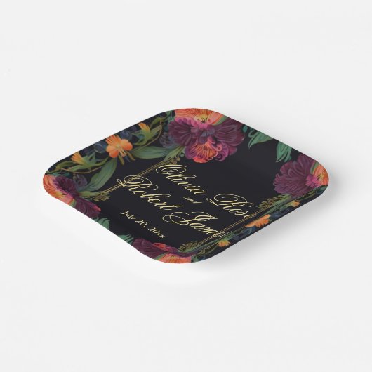 不機嫌エレガントなピーチのピンクボホフローラ ペーパープレート (傾斜あり)