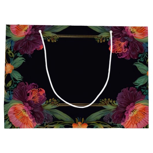 不機嫌エレガントなピーチのピンクボホフローラ ラージペーパーバッグ (裏面)