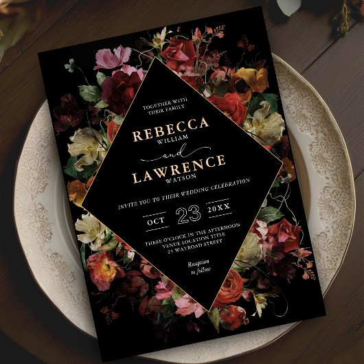 不機嫌エレガントなフローラブ結婚ラック 招待状