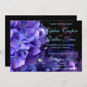 不機嫌エレガントな紫の黒色のフローラ結婚 招待状 (正面/裏面)