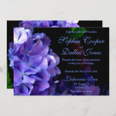 不機嫌エレガントな紫の黒色のフローラ結婚 招待状 (正面/裏面)