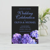 不機嫌エレガントな紫の黒色のフローラ結婚 招待状 (スタンド正面)