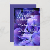 不機嫌エレガントな紫の黒色のフローラ結婚 招待状 (正面/裏面)