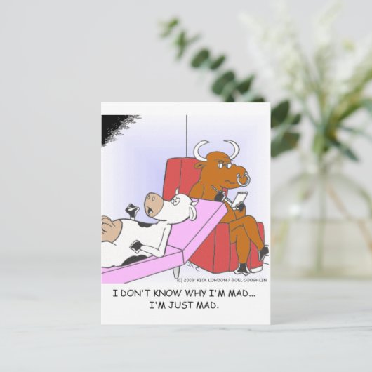 不機嫌カウインセラピーおもしろいギフト&収集品 ポストカード (スタンド正面)