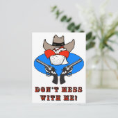 不機嫌カウボーイおもしろいユーモアイラストレーション ポストカード (スタンド正面)