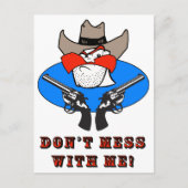 不機嫌カウボーイおもしろいユーモアイラストレーション ポストカード (正面)