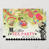 不機嫌カラフルハッターブライダルシャワー招待 招待状 (正面/裏面)