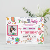 不機嫌サイエンスパーティー誕生日招待状for Girls 招待状 (スタンド正面)