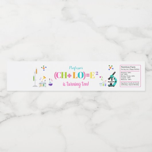 不機嫌サイエンス誕生日パーティーガールフライトホワイト ペットボトルラベル (シングルラベル)