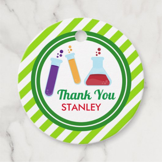 不機嫌サイエンス誕生日ベビーシャワー フェイバータグ (正面)