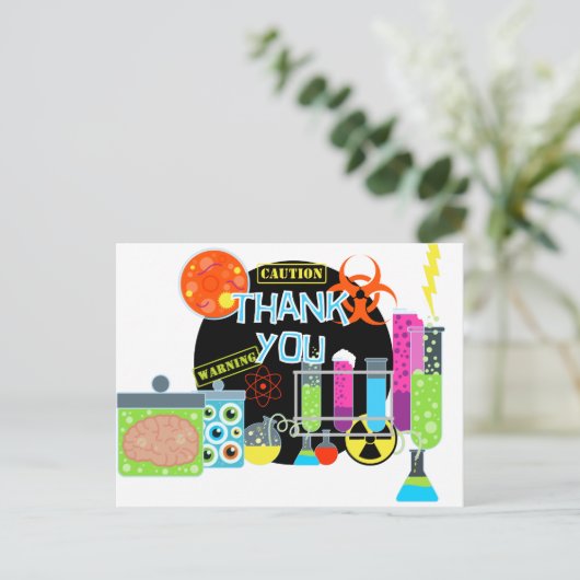 不機嫌サイエンティストありがとうはがき ポストカード (スタンド正面)