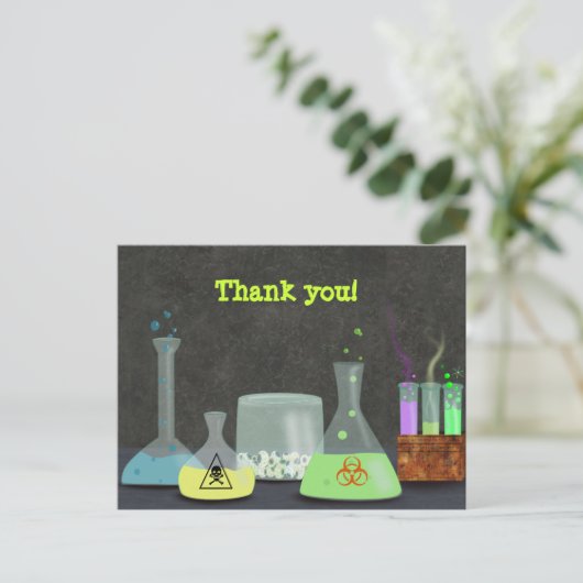 不機嫌サイエンティストありがとうはがき ポストカード (スタンド正面)