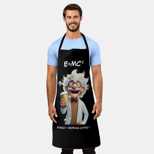 不機嫌サイエンティストコーヒー エプロン (着用した状態)