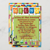 不機嫌サイエンティストビーカー危険顕微鏡招待状 招待状 (正面/裏面)