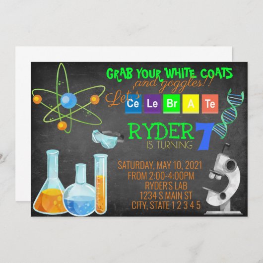 不機嫌サイエンティスト誕生日 招待状 (正面/裏面)