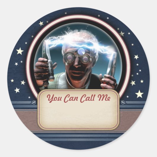 不機嫌サイエンティスト#2名タグステッカー ラウンドシール (正面)