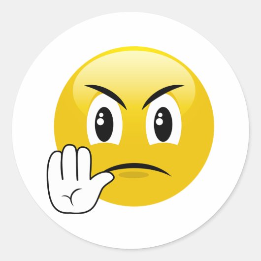 不機嫌ストップ右あそこに絵文字シール ラウンドシール (正面)