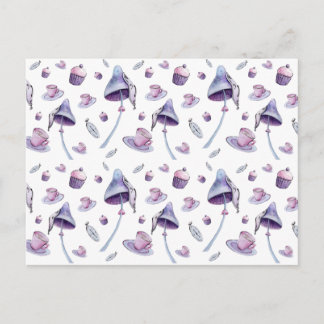 不機嫌ティーパーティーピンクとブルーウォーターカラー ポストカード