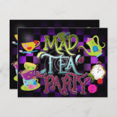 不機嫌ティーパーティーワンダーランド誕生日パーティーの招待 招待状 (正面/裏面)