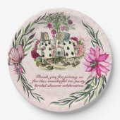 不機嫌ハッタアリスヴィンテージティーパーティーブライダルシャワー ペーパープレート (正面)