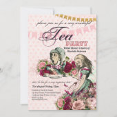 不機嫌ハッタアリスヴィンテージティーパーティーブライダルシャワー 招待状 (正面)
