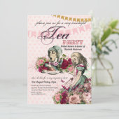 不機嫌ハッタアリスヴィンテージティーパーティーブライダルシャワー 招待状 (スタンド正面)